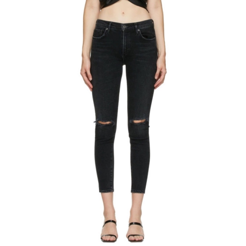 AGOLDE Black Sophie Mid-Rise Ankle Jeans